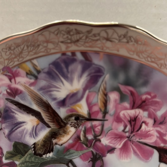 Hummingbird and Morning Glory Decorative Plate First Whispering Wings - Picture 3 of 5